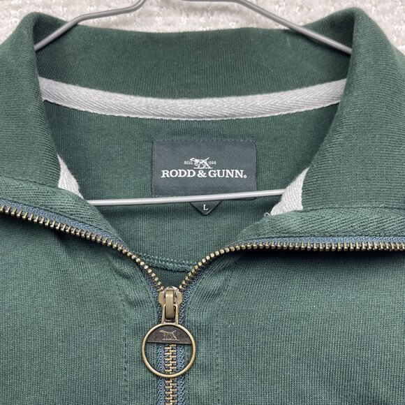 Rodd & Gunn Jumper Men L Forest Green Logo 1/4 Zip College Pullover Burnbridge - Picture 5 of 13